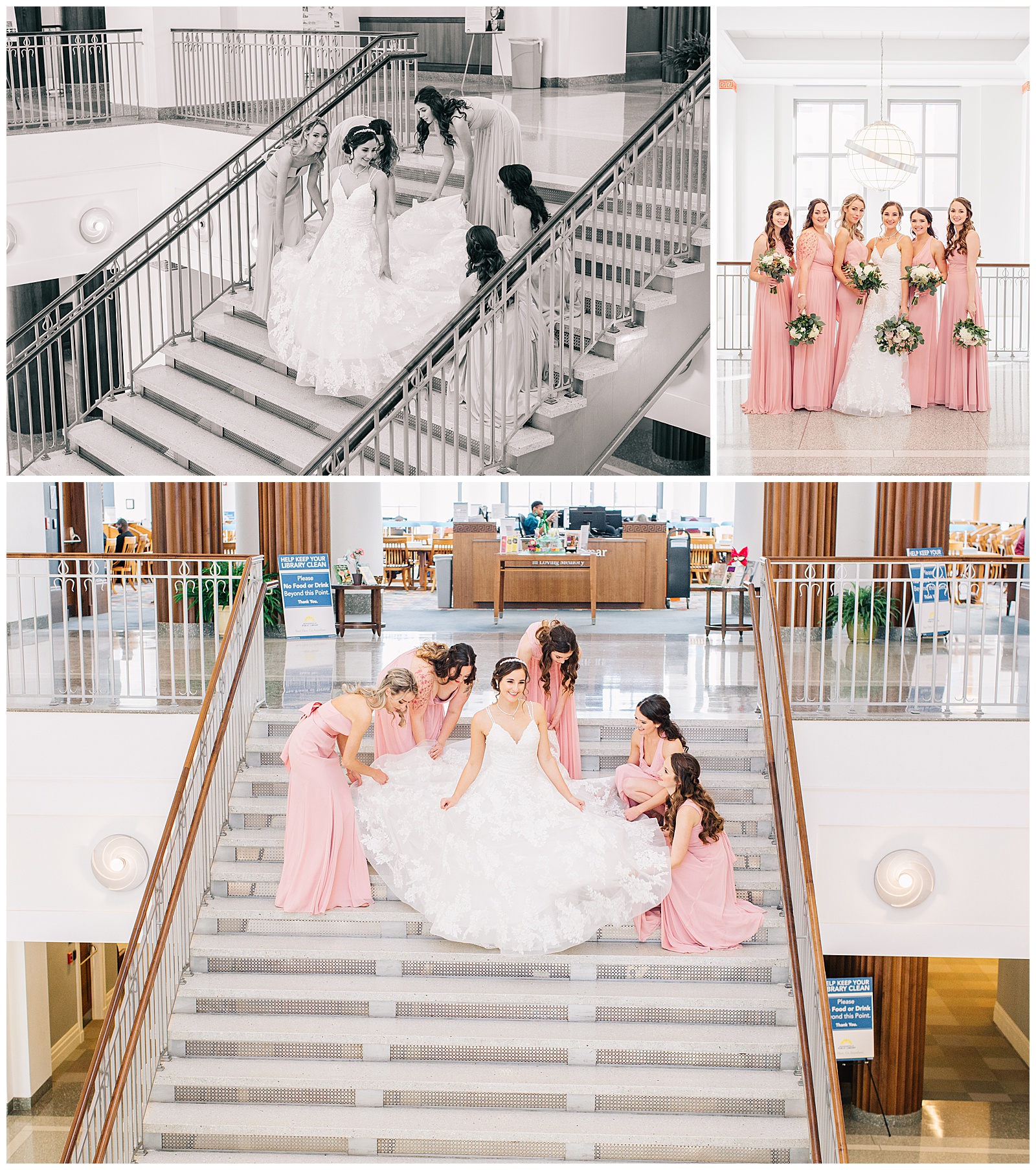 jacksonville library wedding - blush bridesmaid dresses 