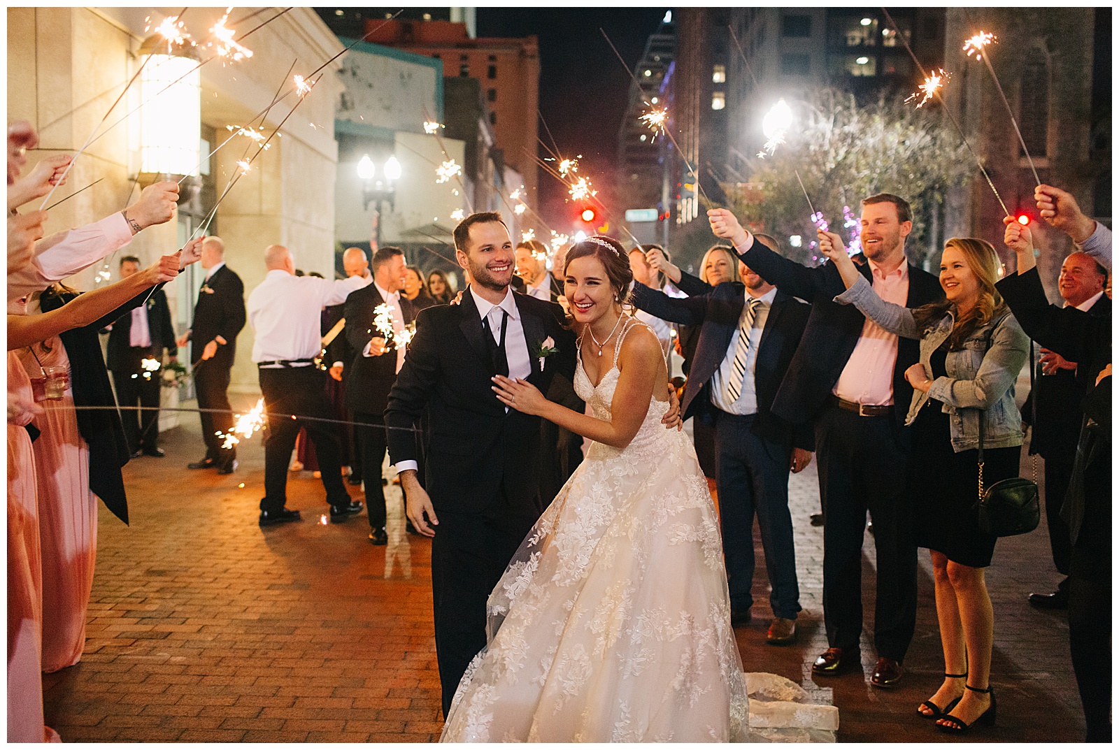bride and groom sparkler exit 