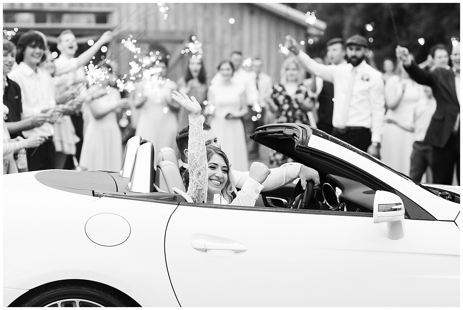 grand exit wedding - convertible car exit