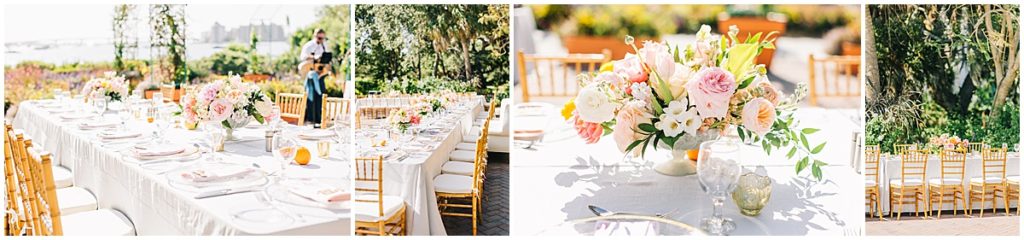 Pink and citrus decorated wedding table at Sarasota wedding