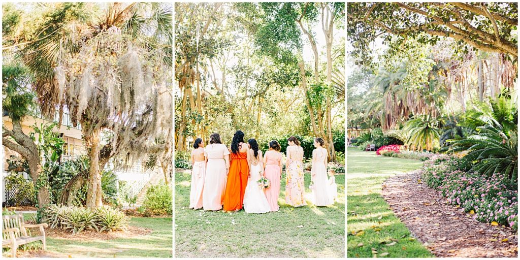 Bride with bridesmaids in grounds of Ritz Carlton Sarastota  | By Sarasota Wedding Photographer, Nikki Golden