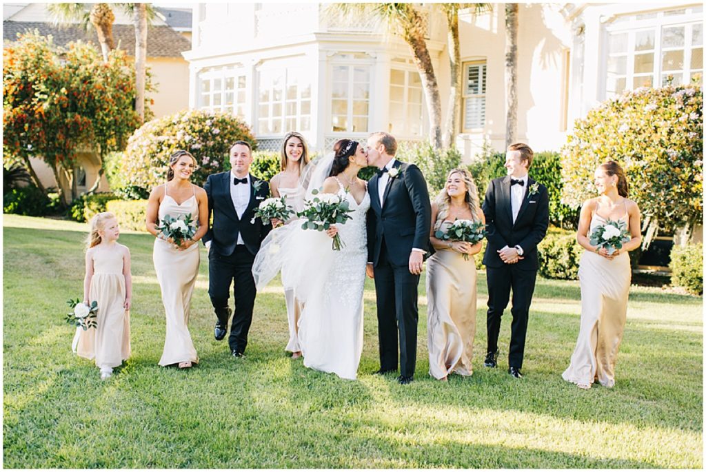 Bride and groom with bridal party at Jekyll Island, Georgia Wedding