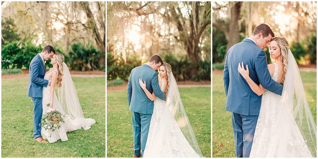 Bride and groom portraits by large oak trees | By Jacksonville Wedding Photographer, Nikki Golden