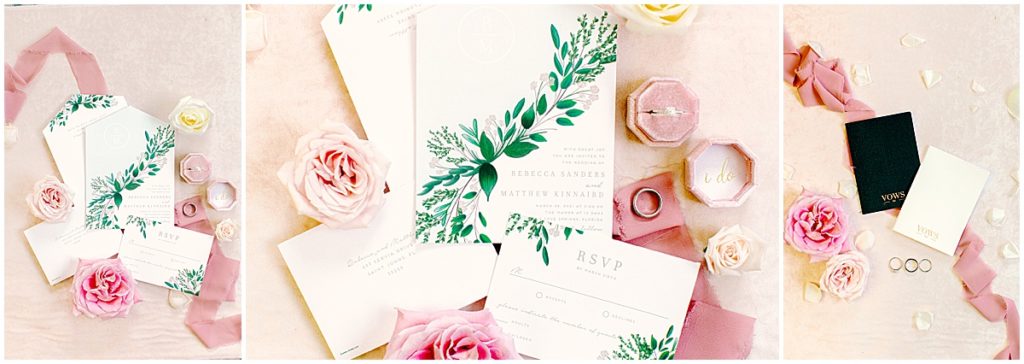 Invitation suite with blush and floral tones
