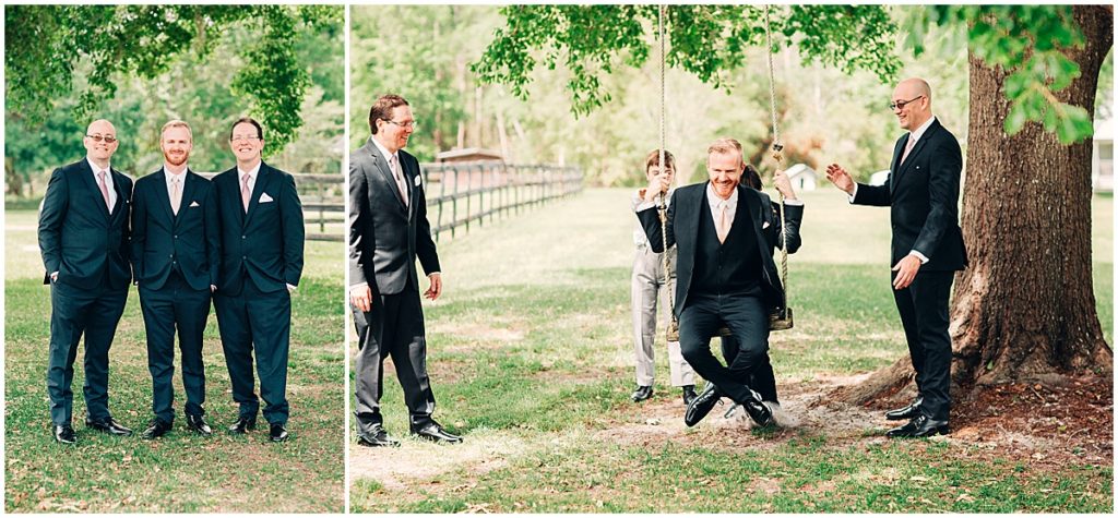 Groomsmen in the grounds of The manor at 12 oaks