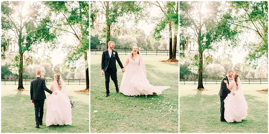 Bride and groom just married in the grounds of The Manor at 12 Oaks | By Jacksonville Wedding Photographer, Nikki Golden