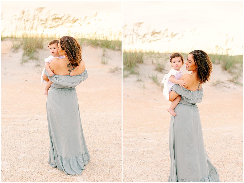 Mother with baby daughter on the beach at St Augustine family photoshoot