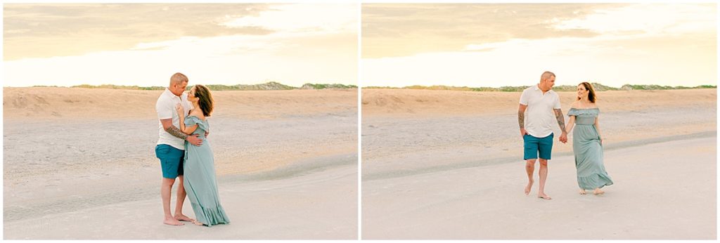 Couple on the beach at sunset in St Augustine, by Nikki Golden Photography
