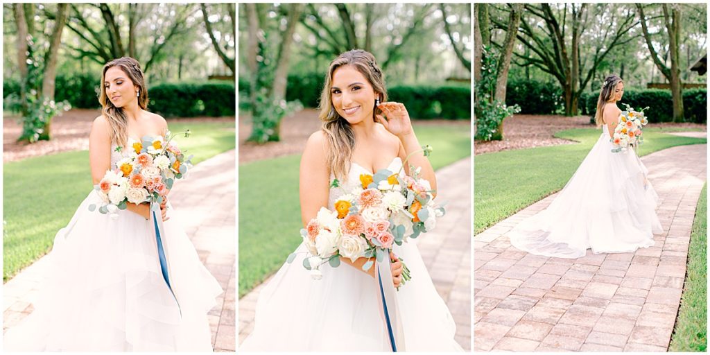 Bride with peach and cream florals