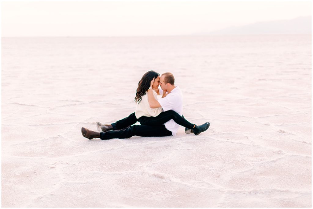 Couple portrait at Utah Salt Flats | By Fine art film photographer | Nikki Golden