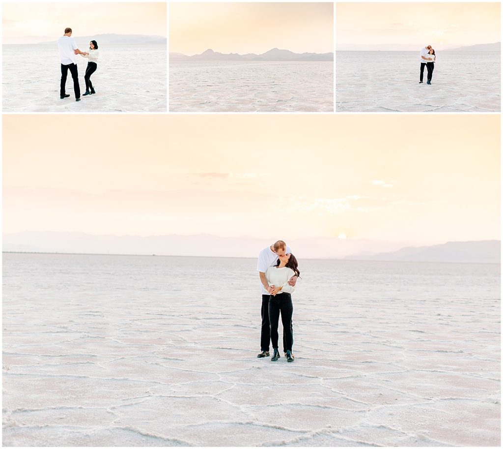 Couple portrait at Bonneville Utah Salt Flats | By Fine art film photographer | Nikki Golden