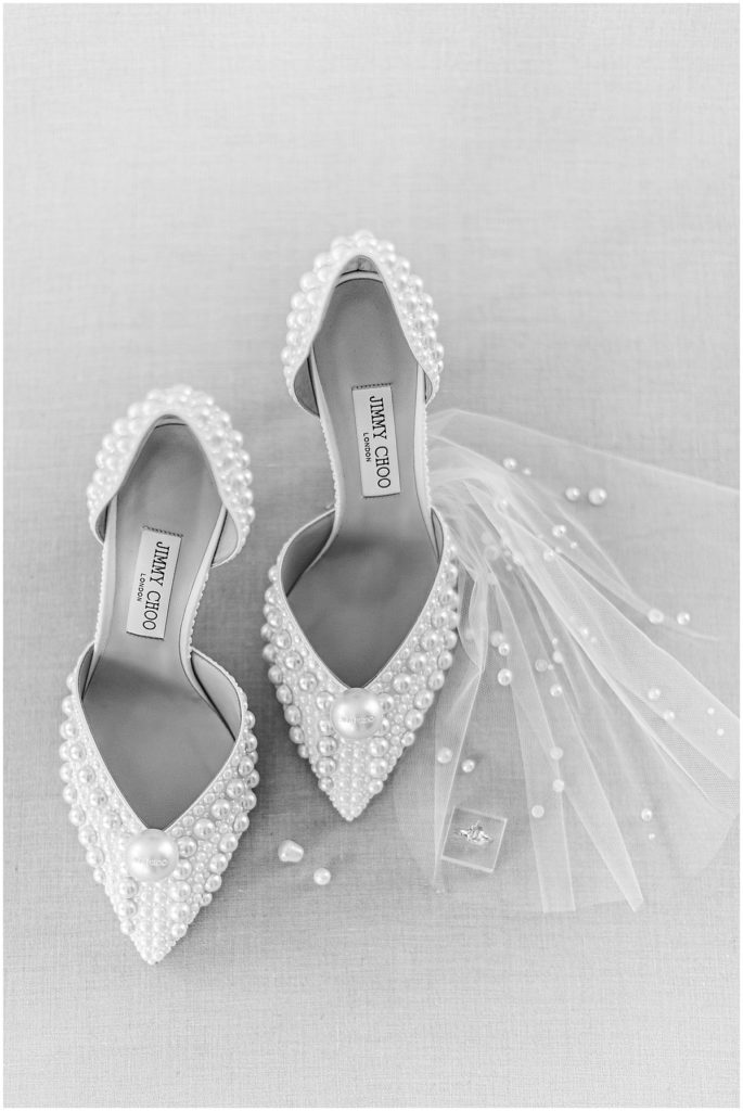 Pearl covered jimmy choo's photographed by Nikki Golden, Destination wedding photographer