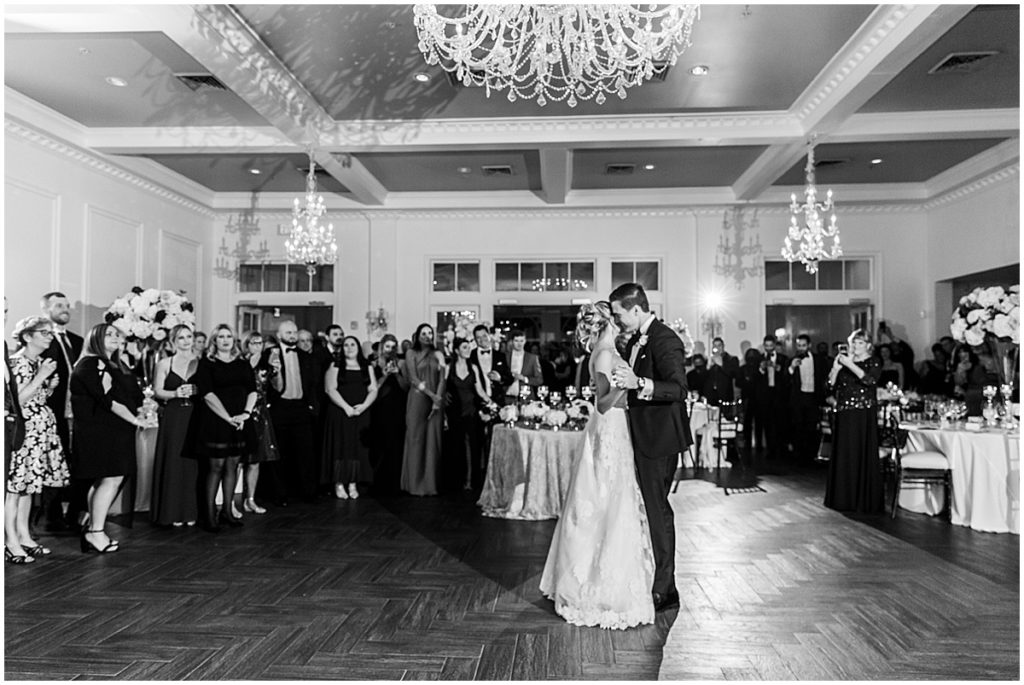 Bride and groom first dance at wedding reception at black tie wedding at The Estate. Atlanta Wedding. Nikki Golden Photography