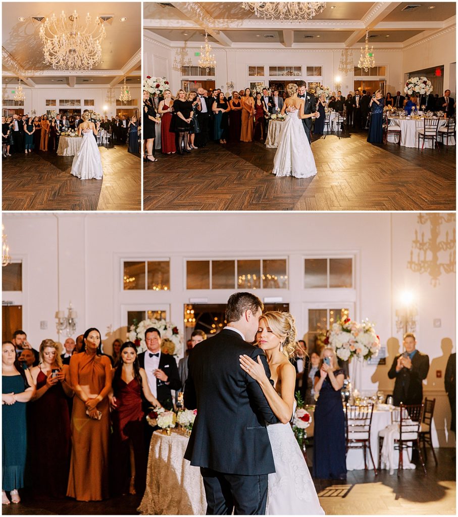 Bride and groom first dance at wedding reception at this luxury wedding at The Estate. Atlanta Wedding. Nikki Golden Photography