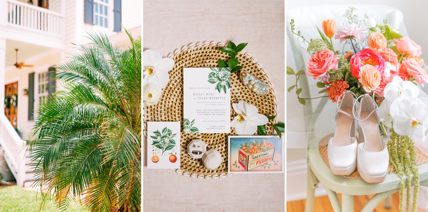 Tropical Florida wedding invitations for a wedding on Amelia Island 