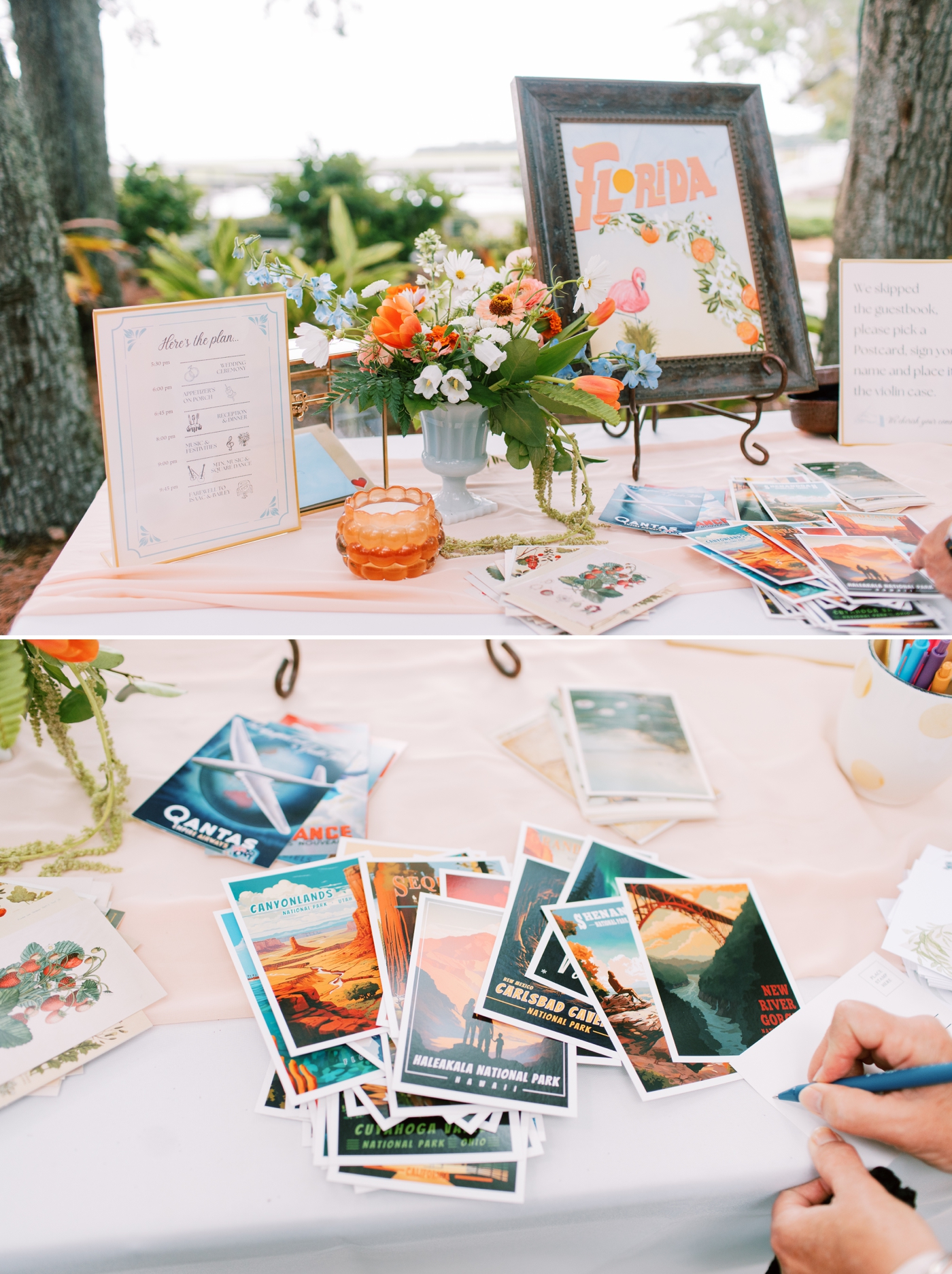 Florida postcard guest book for a wedding ceremony on Amelia Island