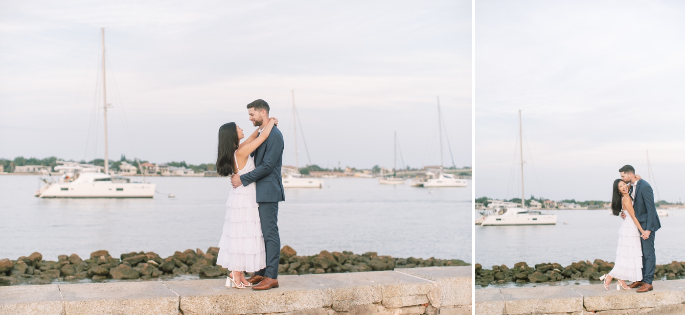 Women in a white dress for a proposal at Castillo de San Marcos - one of the best places to propose in St. Augustine