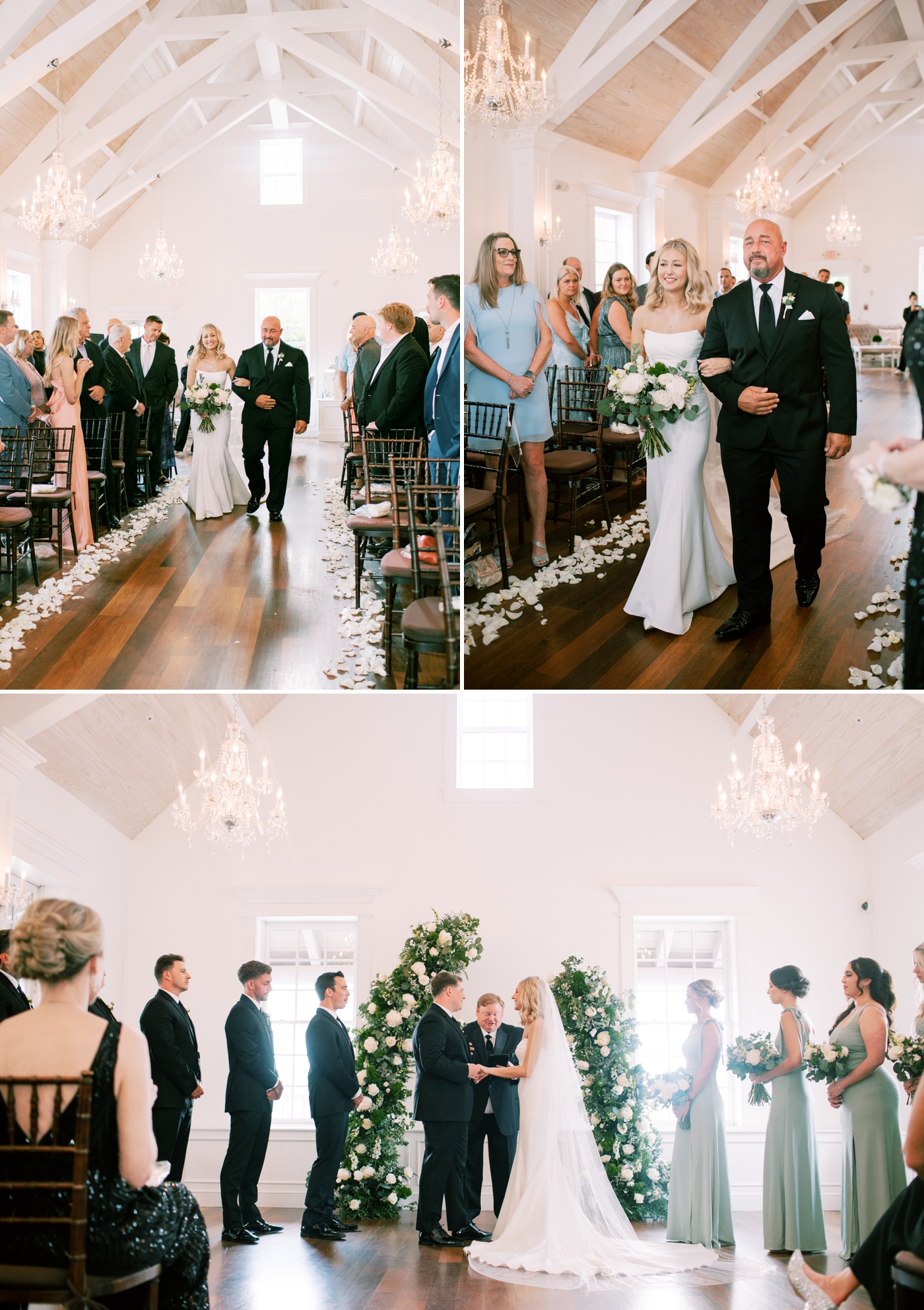 Bride and her father walking down the aisle during wedding ceremony at The White Room 