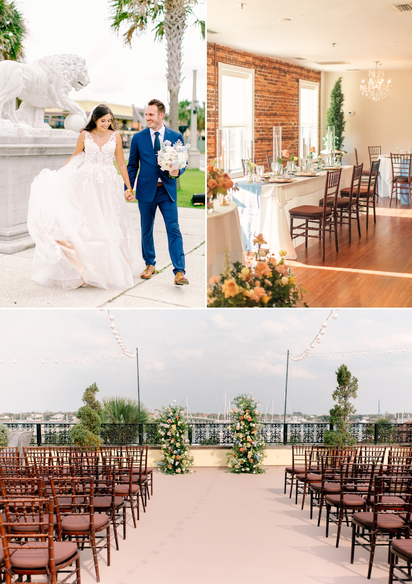 Wedding ceremony setup on the rooftop at the white room in st. augustine 